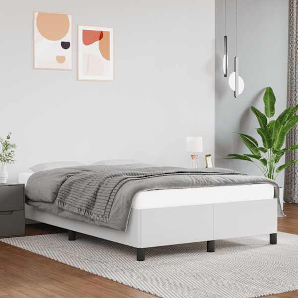 Voodiraam, valge, 120 × 190 cm, kunstnahk — mudel 379523
