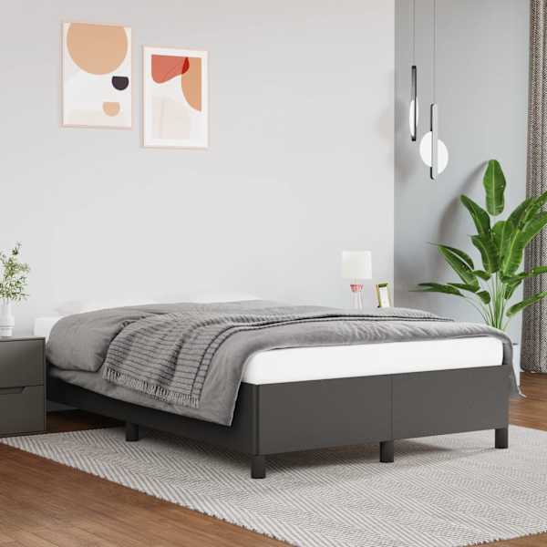 Voodiraam, hall, 120 × 190 cm, kunstnahk — mudel 379526