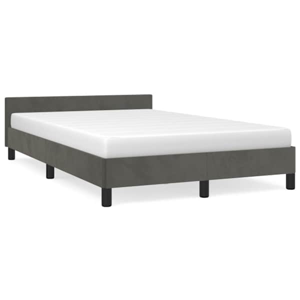 Voodiraam, tumehall, 120 × 190 cm, samet — mudel 379548