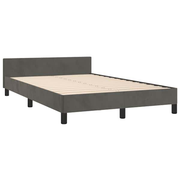 Voodiraam, tumehall, 120 × 190 cm, samet — mudel 379548