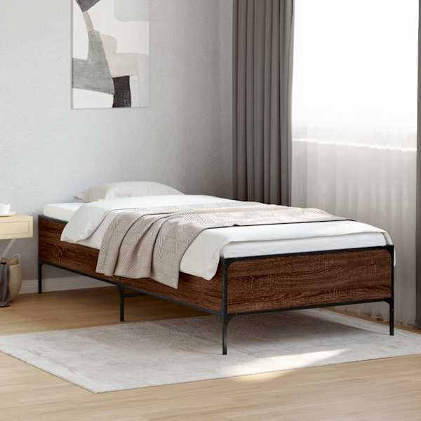 Voodiraam, pruun tamm, 100 × 200 cm, tehispuit