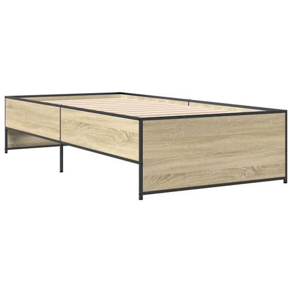 Voodiraam, sonoma tamm, 90 × 200 cm, tehispuit — mudel 845242