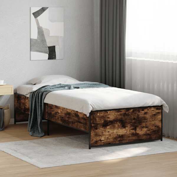 Voodiraam, suitsutatud tamm, 90 × 200 cm, tehispuit — mudel 845243