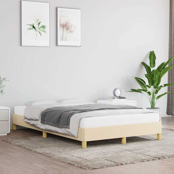 Voodiraam, kreemjasvalge, 120 × 190 cm, kangas — mudel 3269617