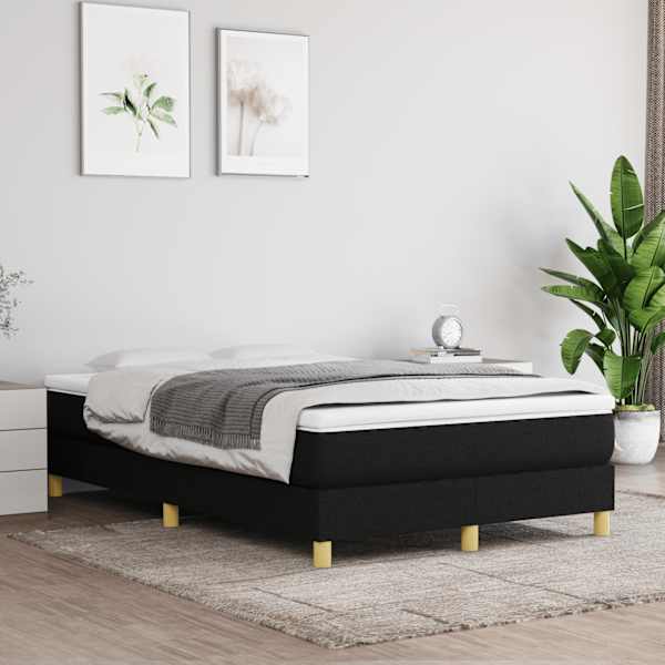 Kontinentaalvoodi koos madratsiga, must, 120 × 190 cm, kangas — mudel 3269666