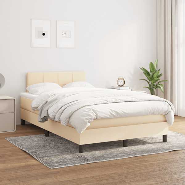 Kontinentaalvoodi koos madratsiga, kreemjasvalge, 120 × 190 cm, kangas — mudel 3269728