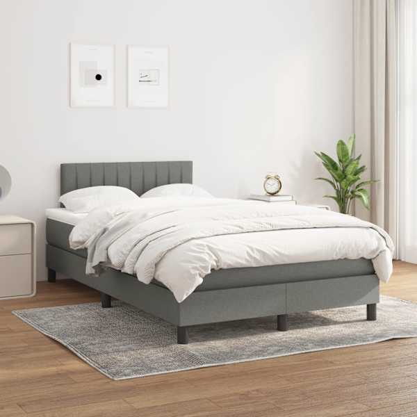 Kontinentaalvoodi koos madratsiga, tumehall, 120 × 190 cm, kangas — mudel 3269738