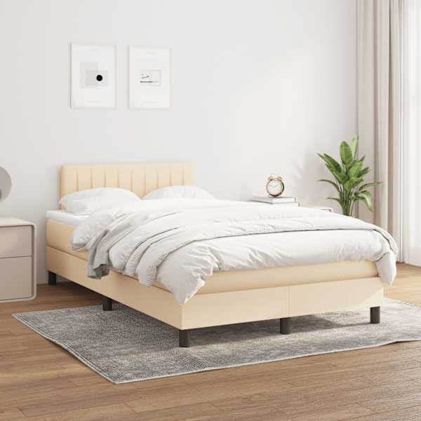 Kontinentaalvoodi koos madratsiga, kreemjasvalge, 120 × 190 cm, kangas — mudel 3269742