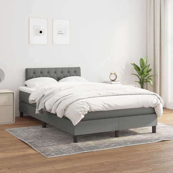 Kontinentaalvoodi koos madratsiga, tumehall, 120 × 190 cm, kangas — mudel 3269745