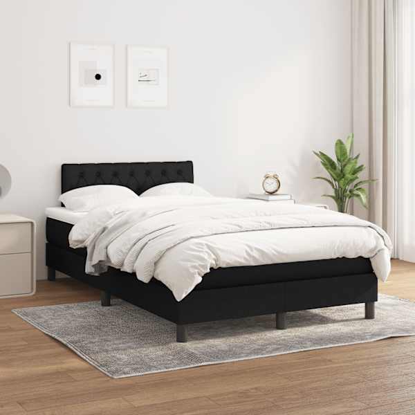 Kontinentaalvoodi koos madratsiga, must, 120 × 190 cm, kangas — mudel 3269746
