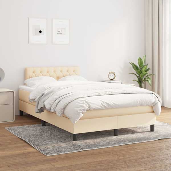 Kontinentaalvoodi koos madratsiga, kreemjasvalge, 120 × 190 cm, kangas — mudel 3269749
