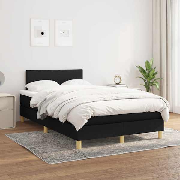 Kontinentaalvoodi koos madratsiga, must, 120 × 190 cm, kangas — mudel 3269760
