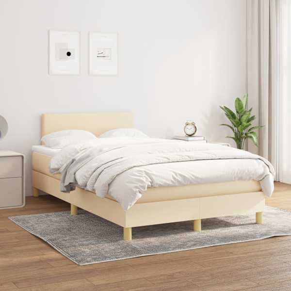 Kontinentaalvoodi koos madratsiga, kreemjasvalge, 120 × 190 cm, kangas — mudel 3269763
