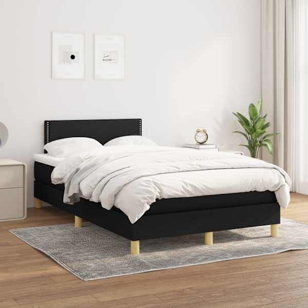 Kontinentaalvoodi koos madratsiga, must, 120 × 190 cm, kangas — mudel 3269767