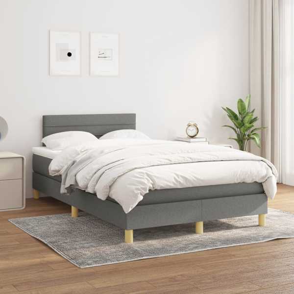 Kontinentaalvoodi koos madratsiga, tumehall, 120 × 190 cm, kangas — mudel 3269780