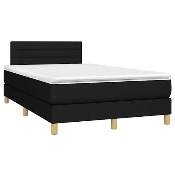 Kontinentaalvoodi koos madratsiga, must, 120 × 190 cm, kangas — mudel 3269781