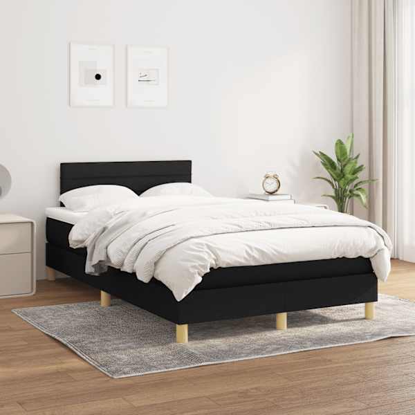 Kontinentaalvoodi koos madratsiga, must, 120 × 190 cm, kangas — mudel 3269781