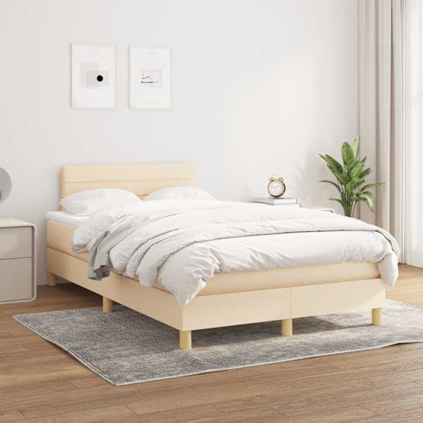 Kontinentaalvoodi koos madratsiga, kreemjasvalge, 120 × 190 cm, kangas — mudel 3269784