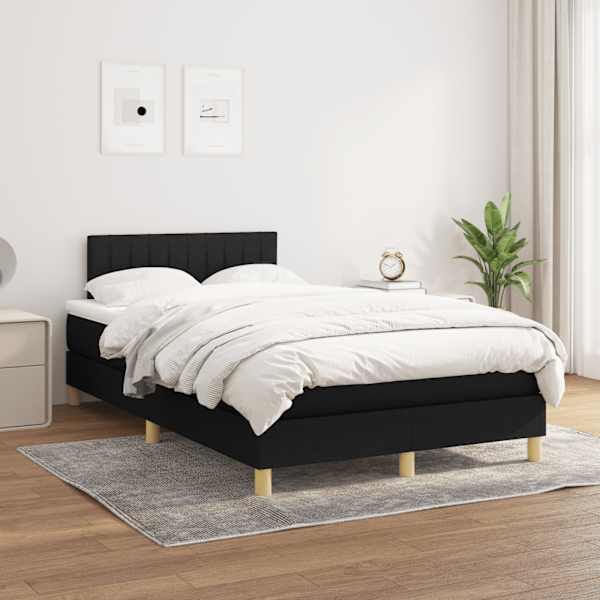 Kontinentaalvoodi koos madratsiga, must, 120 × 190 cm, kangas — mudel 3269788