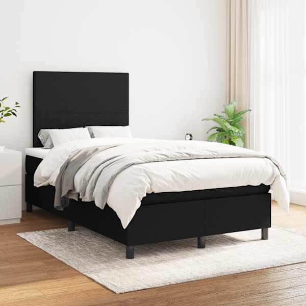 Kontinentaalvoodi koos madratsiga, must, 120 × 190 cm, kangas — mudel 3269869