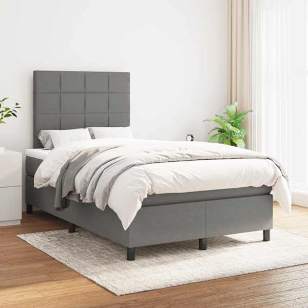 Kontinentaalvoodi koos madratsiga, tumehall, 120 × 190 cm, kangas — mudel 3269882