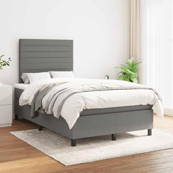 Kontinentaalvoodi koos madratsiga, tumehall, 120 × 190 cm, kangas — mudel 3269889