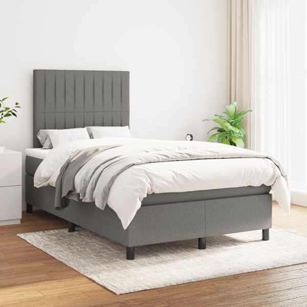 Kontinentaalvoodi koos madratsiga, tumehall, 120 × 190 cm, kangas — mudel 3269896