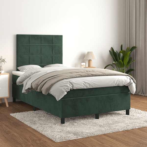 Kontinentaalvoodi koos madratsiga, tumeroheline, 120 × 190 cm, samet — mudel 3269998