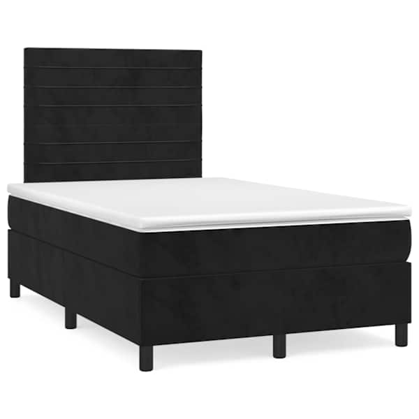 Kontinentaalvoodi koos madratsiga, must, 120 × 190 cm, samet — mudel 3270003