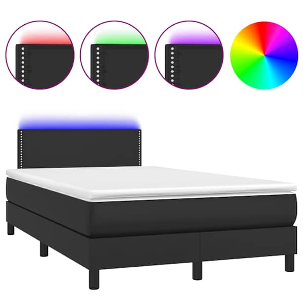 LED-valgustusega kontinentaalvoodi koos madratsiga, must, 120 × 190 cm — mudel 3270129