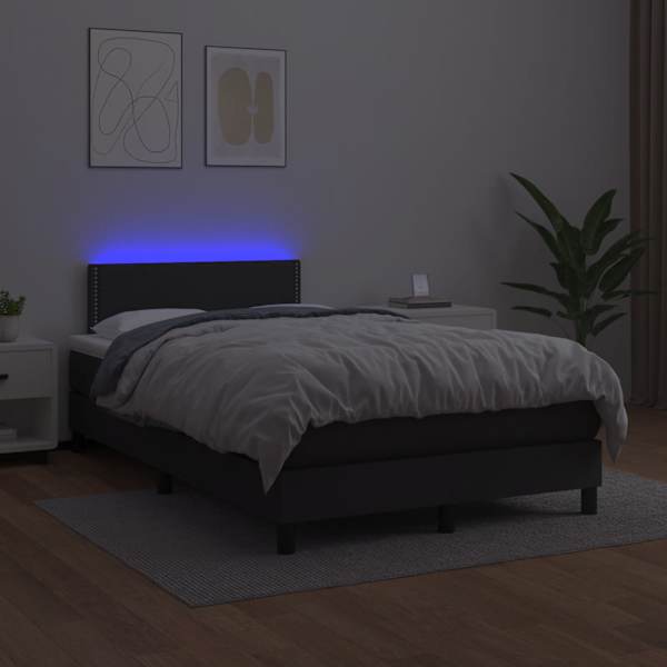LED-valgustusega kontinentaalvoodi koos madratsiga, must, 120 × 190 cm — mudel 3270129