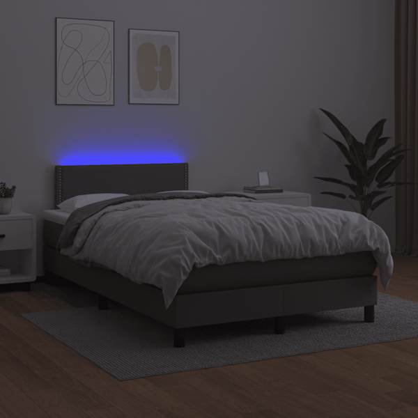 LED-valgustusega kontinentaalvoodi koos madratsiga, hall, 120 × 190 cm — mudel 3270133