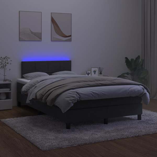 LED-valgustusega kontinentaalvoodi koos madratsiga, must, 120 × 190 cm, samet — mudel 3270155