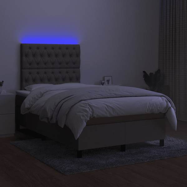 LED-valgustusega kontinentaalvoodi koos madratsiga, pruunikashall, 120 × 190 cm — mudel 3270222
