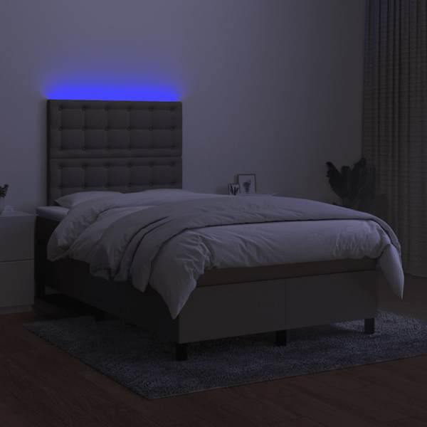LED-valgustusega kontinentaalvoodi koos madratsiga, pruunikashall, 120 × 190 cm — mudel 3270229