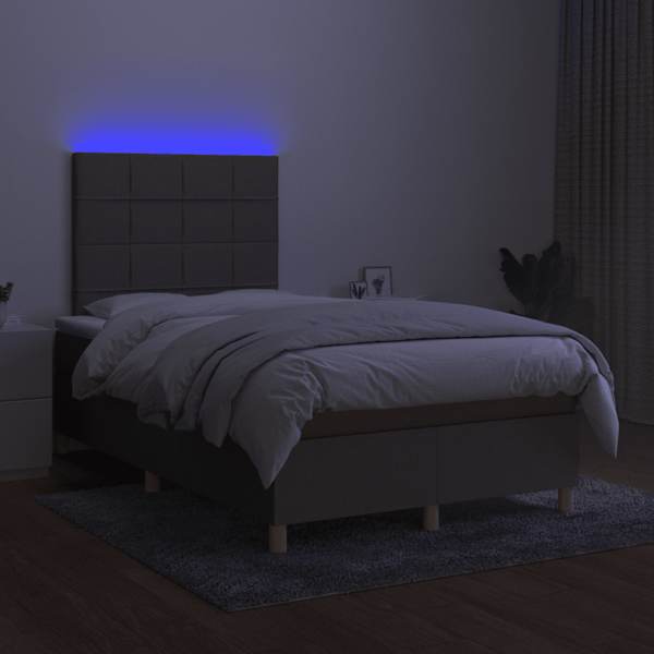 LED-valgustusega kontinentaalvoodi koos madratsiga, pruunikashall, 120 × 190 cm — mudel 3270250