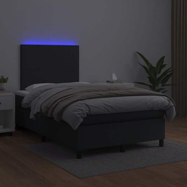 LED-valgustusega kontinentaalvoodi koos madratsiga, must, 120 × 190 cm — mudel 3270281