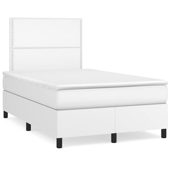 LED-valgustusega kontinentaalvoodi koos madratsiga, valge, 120 × 190 cm — mudel 3270288