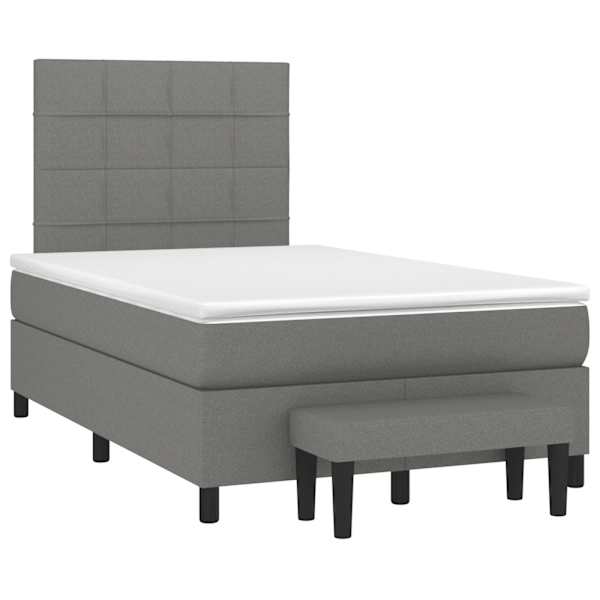 Kontinentaalvoodi koos madratsiga, tumehall, 120 × 190 cm, kangas — mudel 3270356
