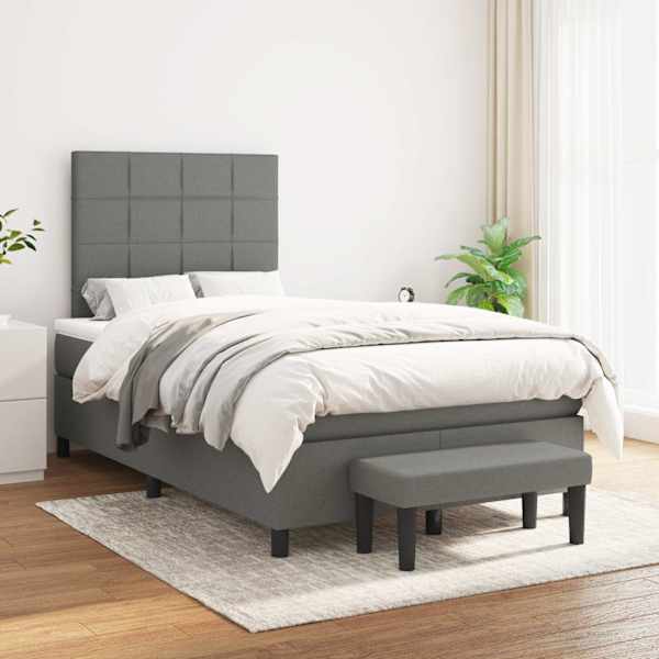 Kontinentaalvoodi koos madratsiga, tumehall, 120 × 190 cm, kangas — mudel 3270356