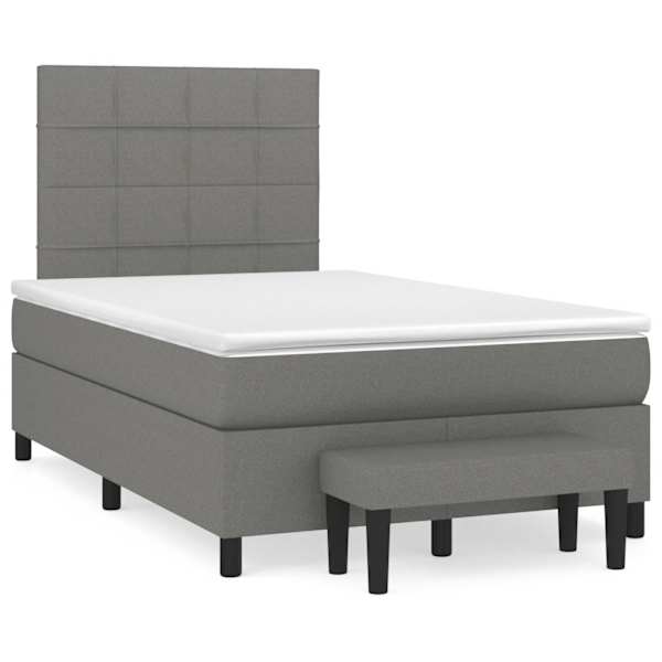Kontinentaalvoodi koos madratsiga, tumehall, 120 × 190 cm, kangas — mudel 3270356