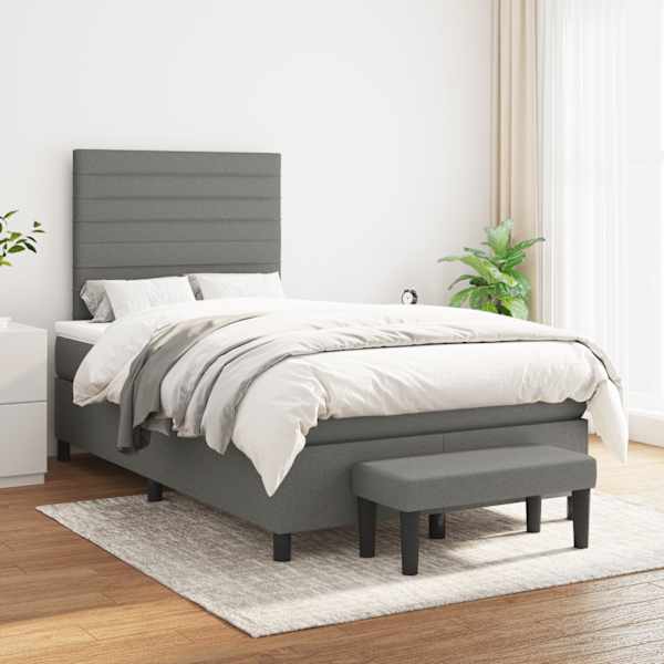 Kontinentaalvoodi koos madratsiga, tumehall, 120 × 190 cm, kangas — mudel 3270363