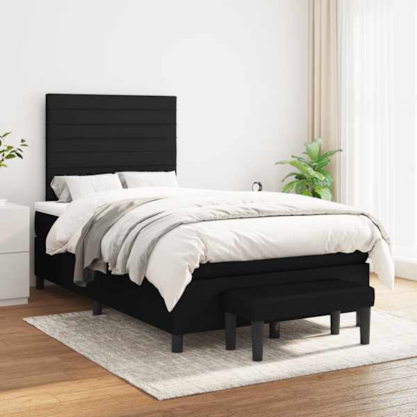 Kontinentaalvoodi koos madratsiga, must, 120 × 190 cm, kangas — mudel 3270364
