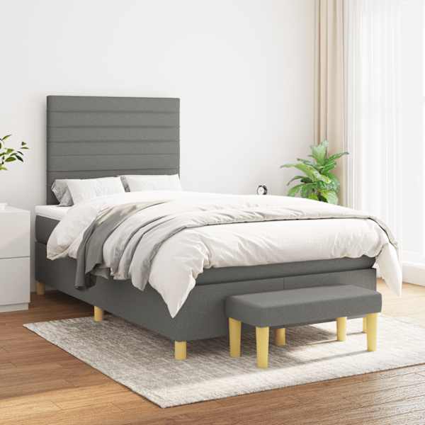 Kontinentaalvoodi koos madratsiga, tumehall, 120 × 190 cm, kangas — mudel 3270412