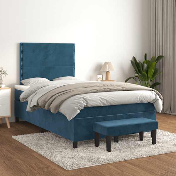 Kontinentaalvoodi koos madratsiga, tumesinine, 120 × 190 cm, samet — mudel 3270467