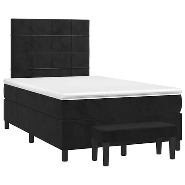 Kontinentaalvoodi koos madratsiga, must, 120 × 190 cm, samet — mudel 3270471