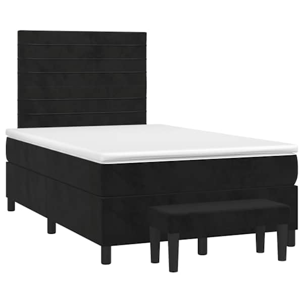 Kontinentaalvoodi koos madratsiga, must, 120 × 190 cm, samet — mudel 3270477