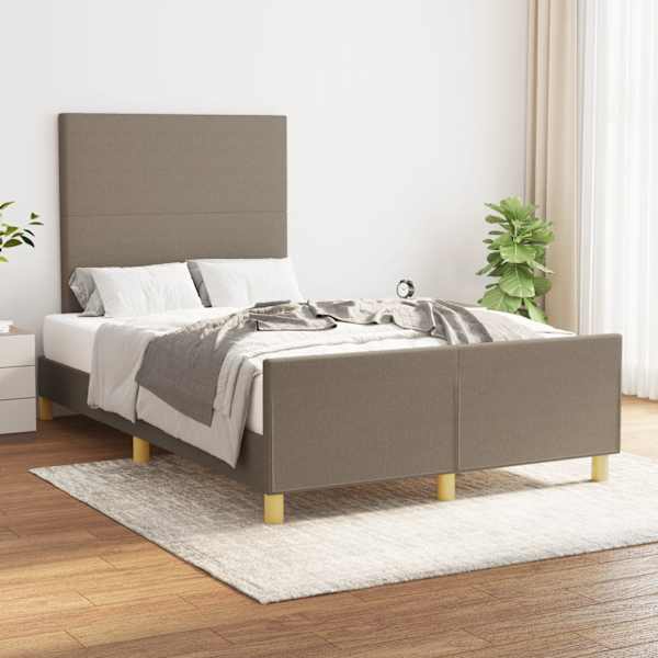 Voodiraam peatsiga, pruunikashall, 120 × 190 cm, kangas — mudel 3270503