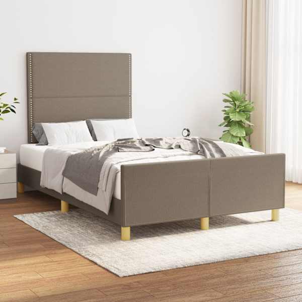 Voodiraam peatsiga, pruunikashall, 120 × 190 cm, kangas — mudel 3270510