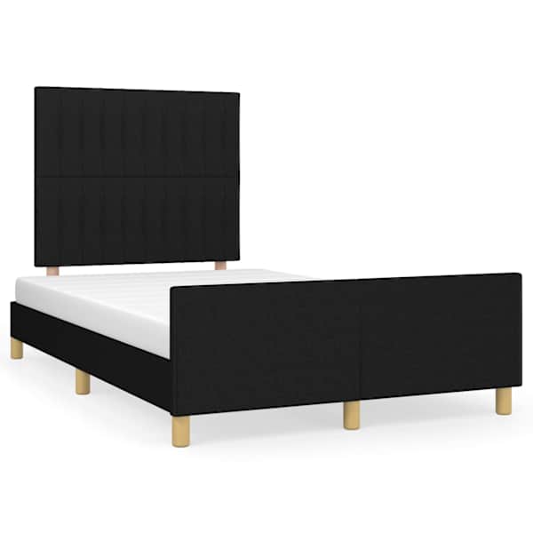 Voodiraam peatsiga, must, 120 × 190 cm, kangas — mudel 3270529